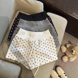 Easy Match Polka Dot Women Shorts Drawstring Waist Slim Fit Drawstring Shorts Breathable High Waist Yoga Shorts Spring Summer