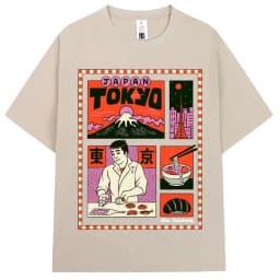 Japanese Style Hokkaido Wave Vintage T-shirt Men Women Harajuku Fashion High Quality T Shirts Summer Tee Shirt