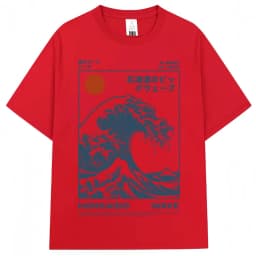 Japanese Style Hokkaido Wave Vintage T-shirt Men Women Harajuku Fashion High Quality T Shirts Summer Tee Shirt