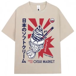 Japanese Style Hokkaido Wave Vintage T-shirt Men Women Harajuku Fashion High Quality T Shirts Summer Tee Shirt