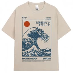 Japanese Style Hokkaido Wave Vintage T-shirt Men Women Harajuku Fashion High Quality T Shirts Summer Tee Shirt