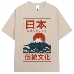 Japanese Style Hokkaido Wave Vintage T-shirt Men Women Harajuku Fashion High Quality T Shirts Summer Tee Shirt