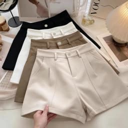 Plus Size Casual Women A-Line Shorts Chic Office Lady Commute Vintage Solid High Waist Short Pants Streetwear Summer Trousers