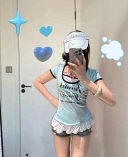2026 Ropa Mujer T-Shirts Women Clothes Short Sleeve Lace O-neck Sweet Tees Fashion Casual Summer Tshirt Korean Camisetas Kawaii