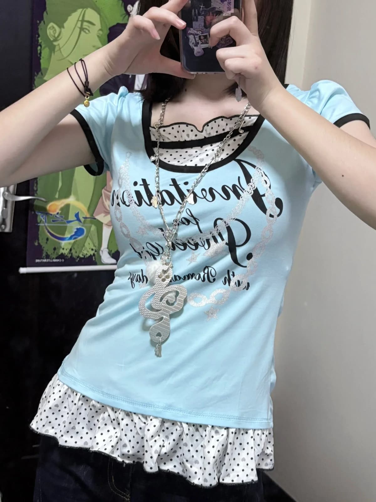 2026 Ropa Mujer T-Shirts Women Clothes Short Sleeve Lace O-neck Sweet Tees Fashion Casual Summer Tshirt Korean Camisetas Kawaii