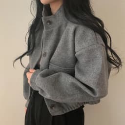Trendy Women's Loose Stand Collar Button Streetwear Jacket Casual Outerwear Autumn Vintage Crop Tops Winter Imitation Wool Coat