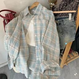 Harajuku Oversize Loose Plaid Shirts Female Lazy Style Long Sleeve Out Wear Casual Blouses Vintage All-match Students Shirt