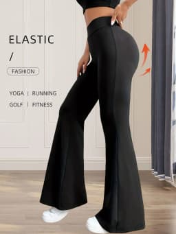 Women's Spring and Summer High-Waisted Tight-Fitting Flared Pants, Slim Leg Long Black Pants, Thin Wide Leg Pants for Slim Women