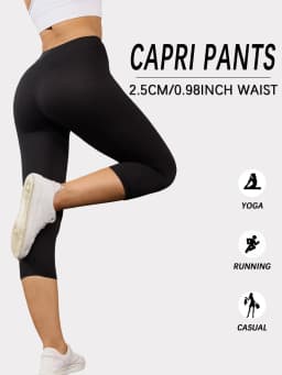 Women Athletic Capri Pants Super Soft No See Through Leggings for Workout Yoga Running