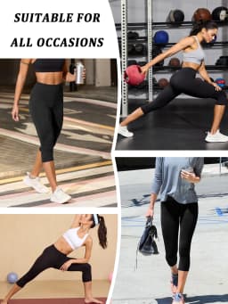 Women Athletic Capri Pants Super Soft No See Through Leggings for Workout Yoga Running