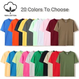 20 Colors Solid Color Summer Soft 100% Cotton Womens T-Shirts Y2K Loose Clothes Fashion Tee Tops Street Multicolor Short Sleeve