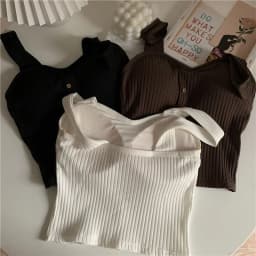 Women's Y2K Cropped Tops with Bra Pads Summer Corset Korean Suspenders Vest Sexy Camisole Slim Solid Casual Fake Buckle Tops