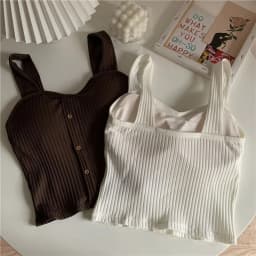 Women's Y2K Cropped Tops with Bra Pads Summer Corset Korean Suspenders Vest Sexy Camisole Slim Solid Casual Fake Buckle Tops