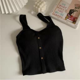 Women's Y2K Cropped Tops with Bra Pads Summer Corset Korean Suspenders Vest Sexy Camisole Slim Solid Casual Fake Buckle Tops