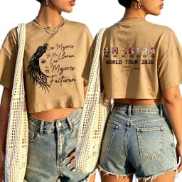 Shakira Las Mujeres Facturan World Tour 2026 Shirt Women O-Neck Short Sleeves Crop Tops T-shirt