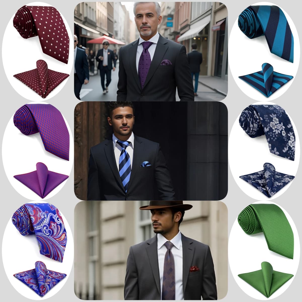 Mens Necktie Pocket Square Set Extra Long Tie Hanky Set Blue Green Paisley Solid Color Wedding 160cm Gift Dropshipping Gravatas