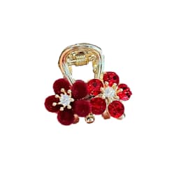 Cute Red Velvet Plum Bossom Small Hair Claw Women Autumn and Winter Side Bangs Hair Slide Sweet Festival Alloy Hair Accessories