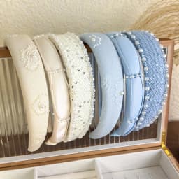 2025 Retro Rose Print Pearl Crystal Headband Women Elegant Hair Band Girl Sweet Beige Blue Hair Hoop Lady Party Hair Accessories