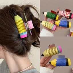 Lips Heart-Shaped Creative Pencil Shaped Acrylic Hair Clip Women's Trendy Plastic Ponytail Thick Hair Clip Hair Accessory Headwe