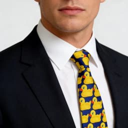 Cute Men's 8cm Polyester Navy Blue Necktie Yellow Duck Printed Patterns Soft Ties Wedding Celebration Business Accessory Gifts