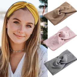 Elastic Hair Accessories Women'S New Knitted Thread Twist Turban Bandage Solid Wide Knitted Knotted Yoga Hair Band Yoga Headband