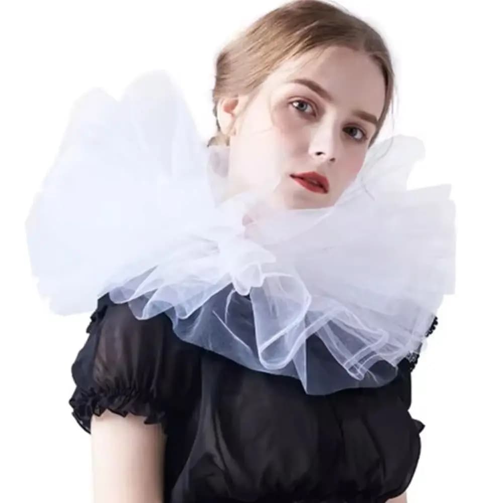 Fashion Fake Collar Victorian Detachable Jabot Collar Ruffled Lace Jabot Neck Collar Adults Stage Party Steampunk Accessory