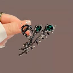 Elegant Retro Style Tulip Hair Claws - Medium Size, Alloy Inlaid with Rhinestones, Suitable for Ponytail and High Bun Hairstyles