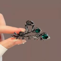 Elegant Retro Style Tulip Hair Claws - Medium Size, Alloy Inlaid with Rhinestones, Suitable for Ponytail and High Bun Hairstyles