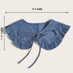 Women's Washed Denim Shawl Collar with Pleated Lace and Fashionable Fake Collar