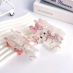 1pc Cartoon Sweet Acrylic Medium Pink Bow Cat Hair Claw, Cute Animal Hair Clip, Daily Ponytail Clip Hair Accessory