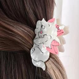 1pc Cartoon Sweet Acrylic Medium Pink Bow Cat Hair Claw, Cute Animal Hair Clip, Daily Ponytail Clip Hair Accessory
