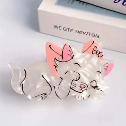 1pc Cartoon Sweet Acrylic Medium Pink Bow Cat Hair Claw, Cute Animal Hair Clip, Daily Ponytail Clip Hair Accessory