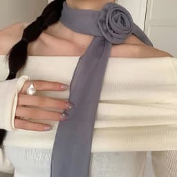 Women French Long Rose Flower Silk Scarf Flutter Shirt Y2K Fashion Temperament Accessories Summer Sunscreen Sunshade Scarfs