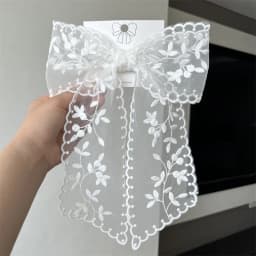 Embroidery Lace Bow Hair Clips For Women Girls Sweet French Hair Barrette Accessoires