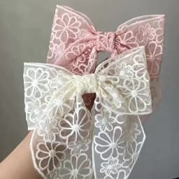 Embroidery Lace Bow Hair Clips For Women Girls Sweet French Hair Barrette Accessoires