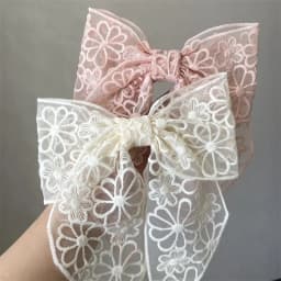 Embroidery Lace Bow Hair Clips For Women Girls Sweet French Hair Barrette Accessoires