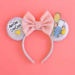 Disney Ratatouille Remy Mouse Ear Headband for Adults Grey Plush Mickey Mouse Ears Hairbands Women Chef Hat Bow Hair Accessories