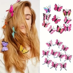 10Pcs Hair Accessories Butterfly Hair Clips PVC Simulation 3D Butterfly Hairpin Mixed Color Girls Cute Barrette Party Decoration