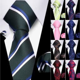 Business Tie For Men Set Necktie Cufflink Classic Handkerchief Suit For Wedding High Quality Stripe Tie Set Formal Gravata Gift