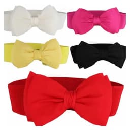 1Pcs New Big Bowknot Waist Belt Elastic Stretch Buckle Bow Waistband Wide Satin Bow Belt for Girls Lady Women