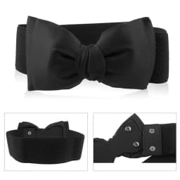 1Pcs New Big Bowknot Waist Belt Elastic Stretch Buckle Bow Waistband Wide Satin Bow Belt for Girls Lady Women
