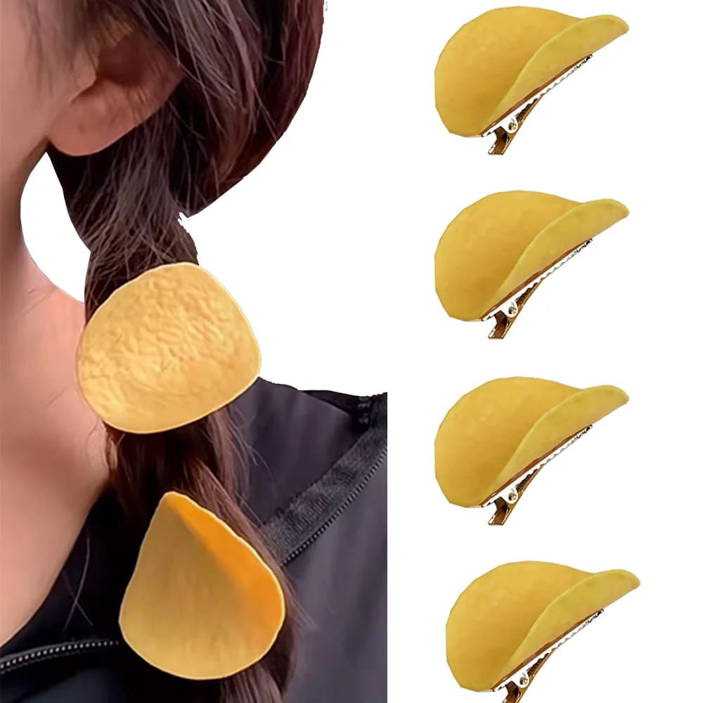 2/4/6Pcs Funny Hair Clips Simulated Potato Chip Hairpin Creative Cute Students Duck Bill Clip Side Clip Hair Accessories 2025