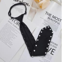 Elegant Black Rhinestone Lazy Tie Adjustable Neck Ties for Women Perfect for Casual & Business Shirt Bowtie Accessories