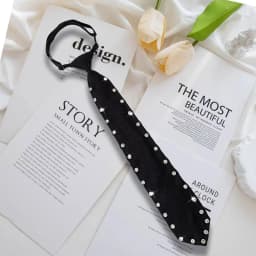 Elegant Black Rhinestone Lazy Tie Adjustable Neck Ties for Women Perfect for Casual & Business Shirt Bowtie Accessories