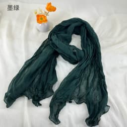 Women Soft Breathable Cotton and Linen Scarves Solid Color Pleated Scarf Retro Bohemian Style Long Wraps 180*90cm Multi Color
