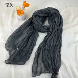 Women Soft Breathable Cotton and Linen Scarves Solid Color Pleated Scarf Retro Bohemian Style Long Wraps 180*90cm Multi Color