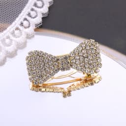 The new bow hairpin with diamond-encrusted edge clip Beautiful rhinrhine-spring clip BB clip is suitable for everyday wear