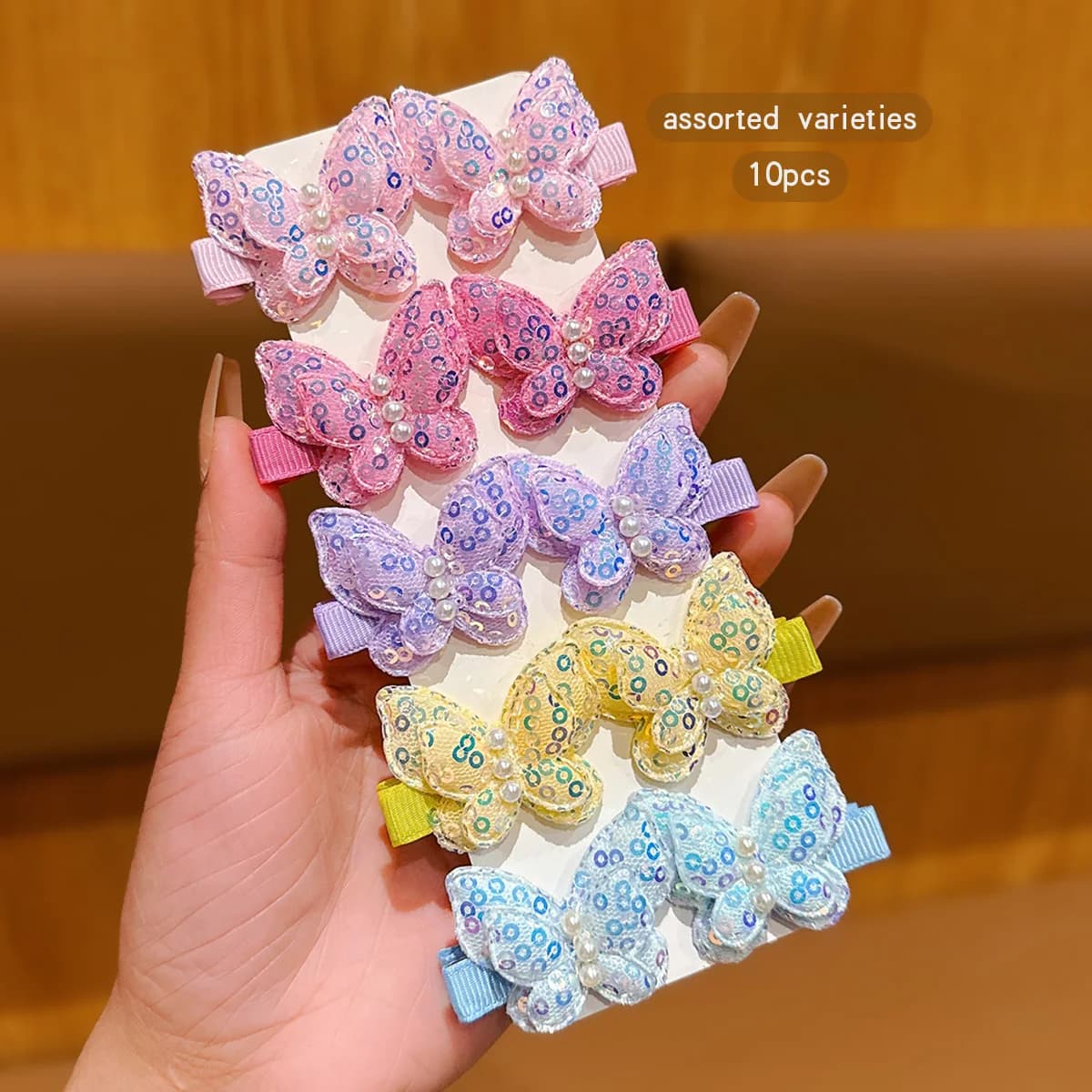 10 colorful random butterfly hair clips, sweet and cute clip headwear