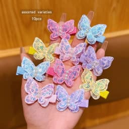 10 colorful random butterfly hair clips, sweet and cute clip headwear
