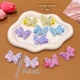 10 colorful random butterfly hair clips, sweet and cute clip headwear